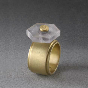 Anillo hueco oro 750 hexagono ametrino movil