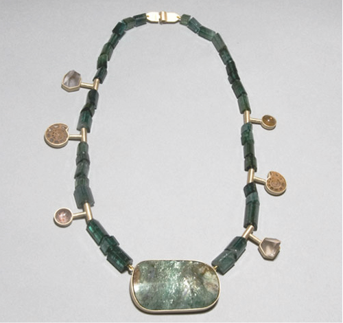 Collar turmalinas oro fuschita ametrinos opalo de fuego amolites cornalina