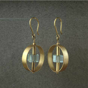 Pendientes circulos oro aguamarinas